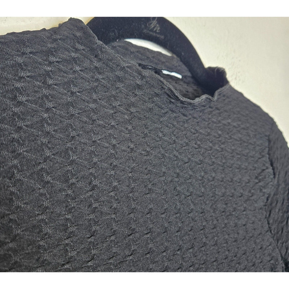 NA-KD Womens Structure Knit High Neck Cropped Top XXS Black Long Sleeve Stretch - Picture 5 of 12